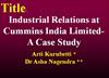 پاوپوینت مطالعه روابط صنعتی در کامینز هند (انگلیسی)